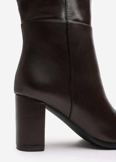 Where's That From Xenia Brown PU Over The Knee Boots