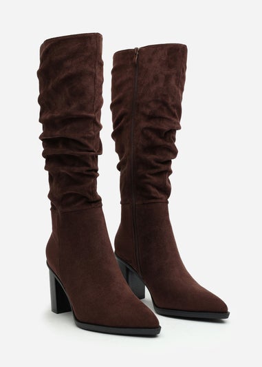 Where's That From Primrose Dark Brown Suede Block Heel Boots