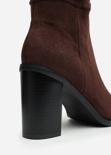 Where's That From Primrose Dark Brown Suede Block Heel Boots