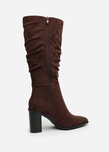 Where's That From Primrose Dark Brown Suede Block Heel Boots