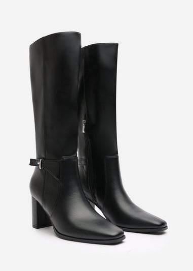 Where's That From Tamsin Black PU Knee High Boots
