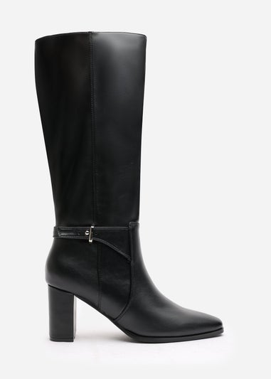 Where's That From Tamsin Black PU Knee High Boots