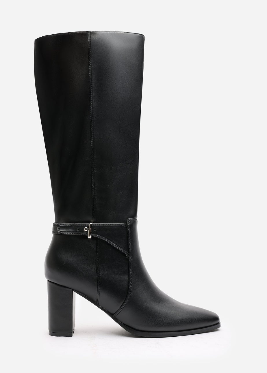 Where's That From Tamsin Black PU Knee High Boots