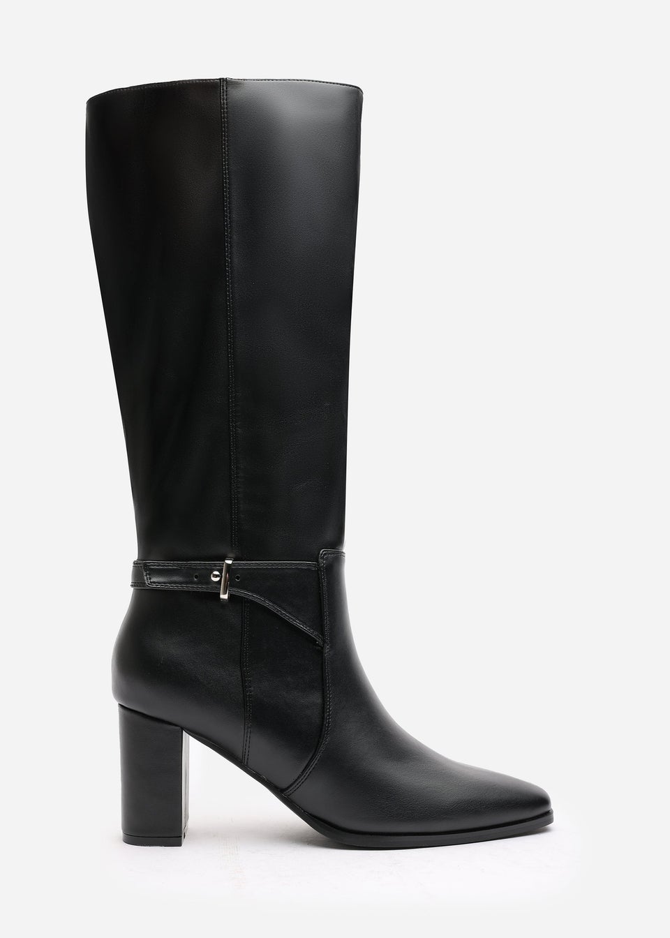Where's That From Tamsin Black PU Knee High Boots