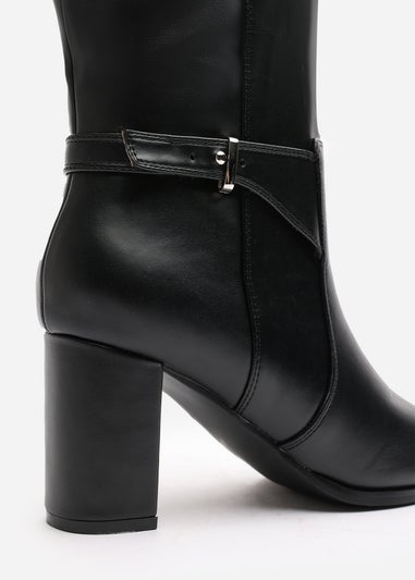 Where's That From Tamsin Black PU Knee High Boots