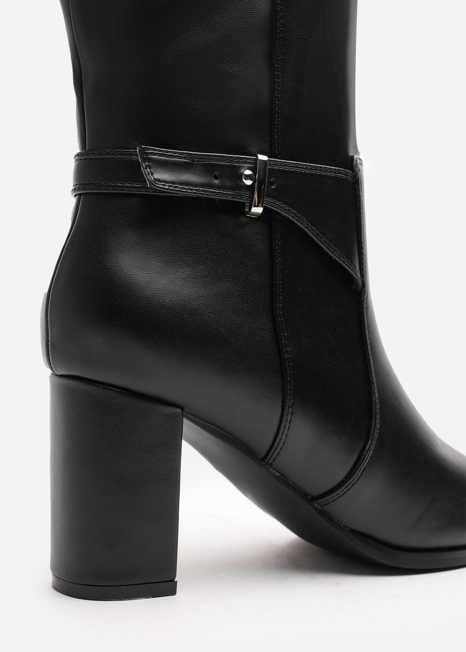 Where's That From Tamsin Black PU Knee High Boots