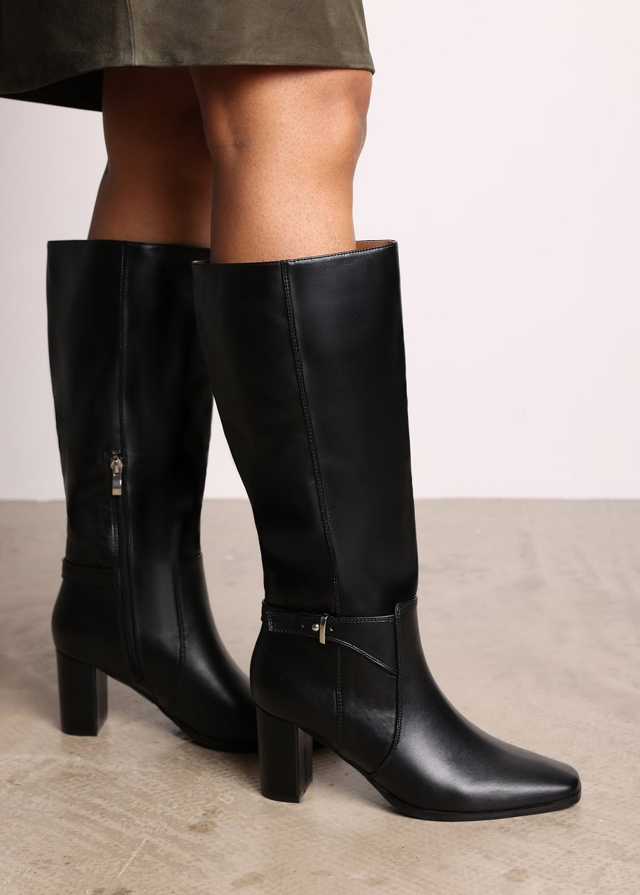 Where's That From Tamsin Black PU Knee High Boots