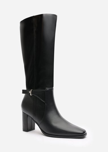 Where's That From Tamsin Black PU Knee High Boots