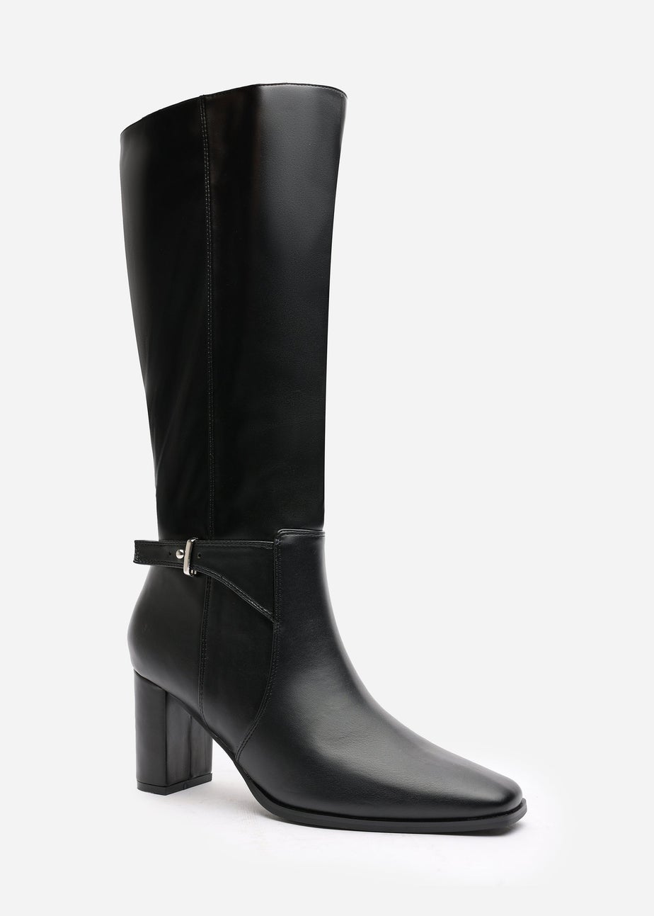 Where's That From Tamsin Black PU Knee High Boots