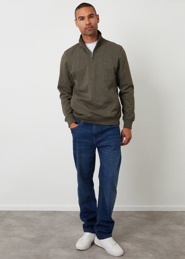Threadbare Green 1/4 Zip Neck Sweatshirt