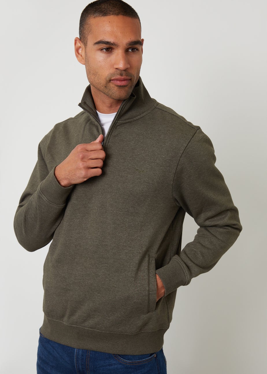 Threadbare Green 1/4 Zip Neck Sweatshirt