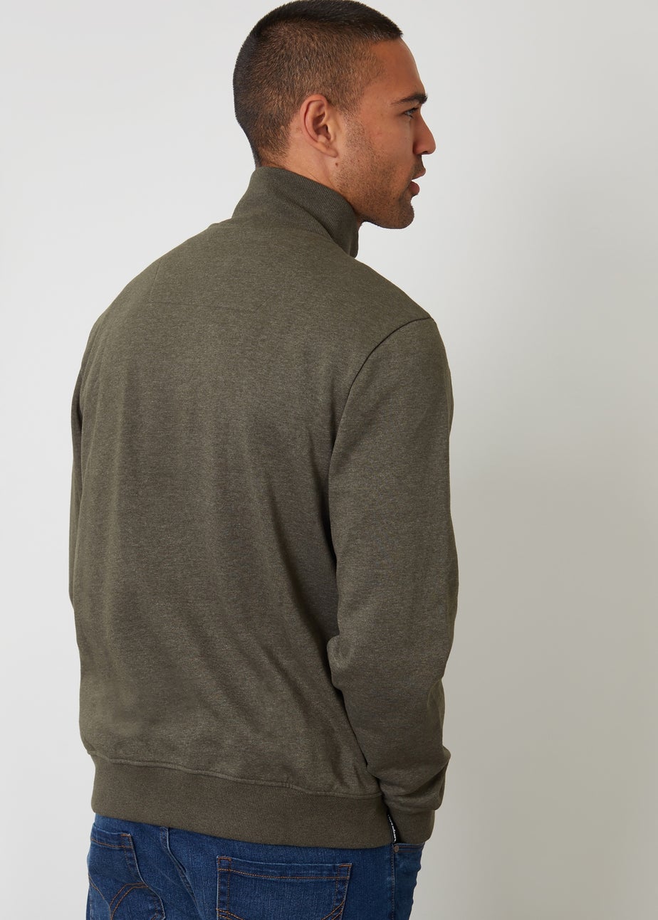 Threadbare Green 1/4 Zip Neck Sweatshirt