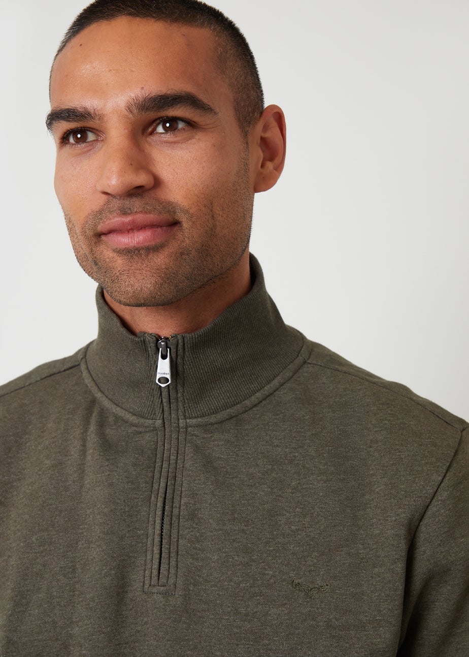 Threadbare Green 1/4 Zip Neck Sweatshirt