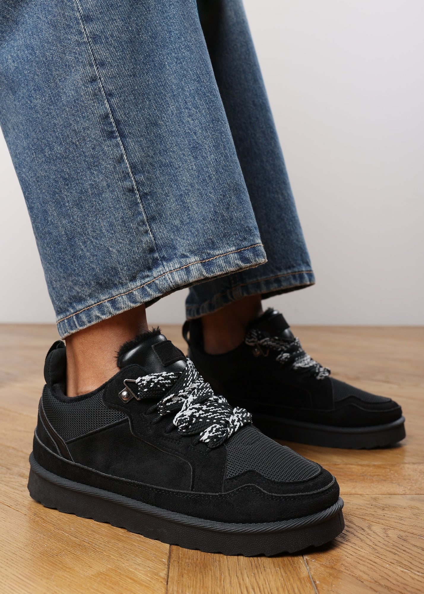 black lace up trainers