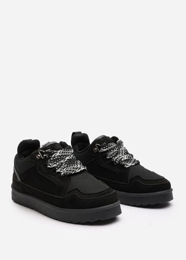 Where's That From Elara Black Suede Lace-Up Trainers