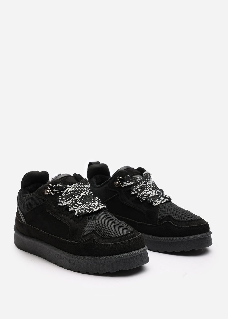 Where's That From Elara Black Suede Lace-Up Trainers