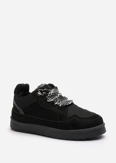 Where's That From Elara Black Suede Lace-Up Trainers