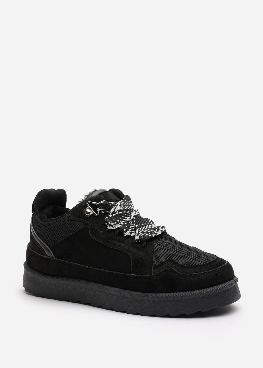 Where's That From Elara Black Suede Lace-Up Trainers