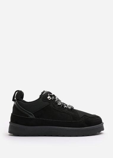 Where's That From Elara Black Suede Lace-Up Trainers