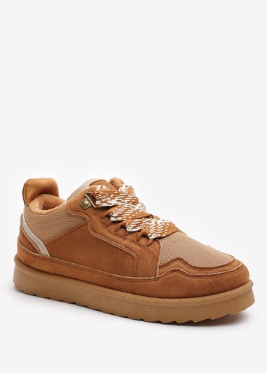 Where's That From Elara Chestnut Suede Lace-Up Trainers