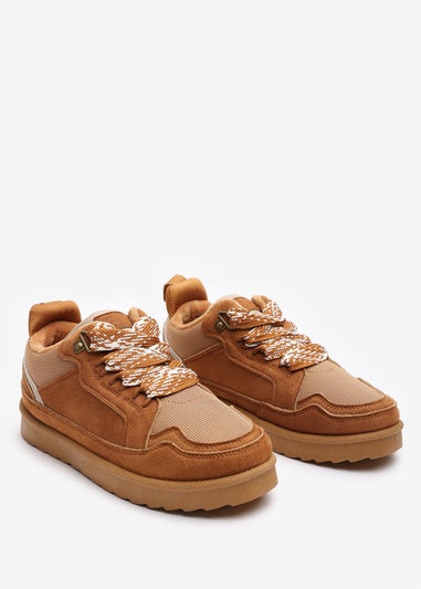 Where's That From Elara Chestnut Suede Lace-Up Trainers