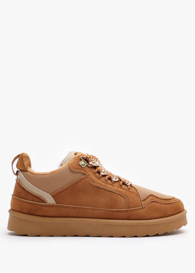 Where's That From Elara Chestnut Suede Lace-Up Trainers