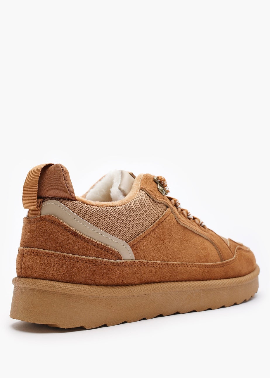 Where's That From Elara Chestnut Suede Lace-Up Trainers