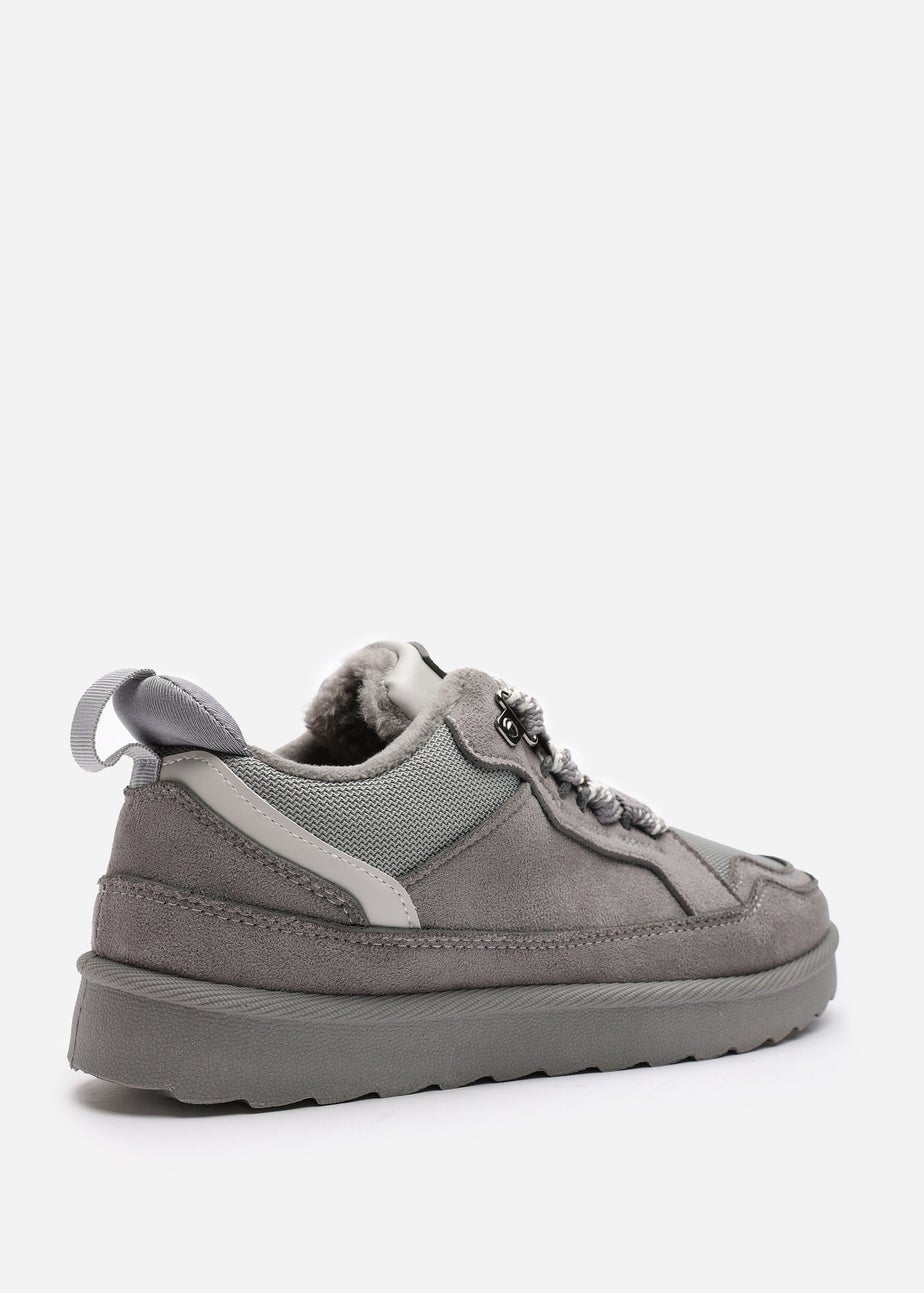 Where's That From Elara Grey Suede Lace-Up Trainers