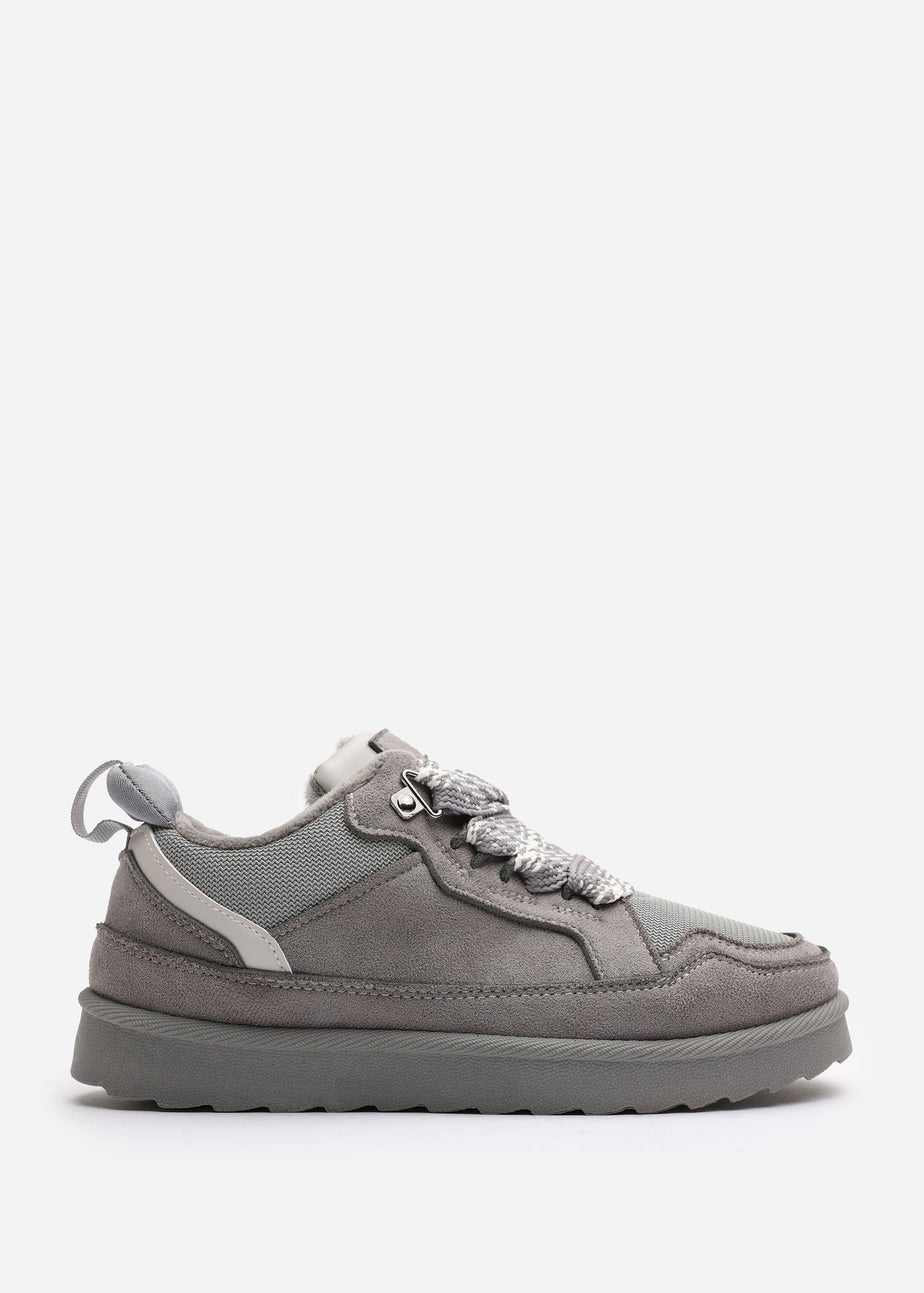 Where's That From Elara Grey Suede Lace-Up Trainers
