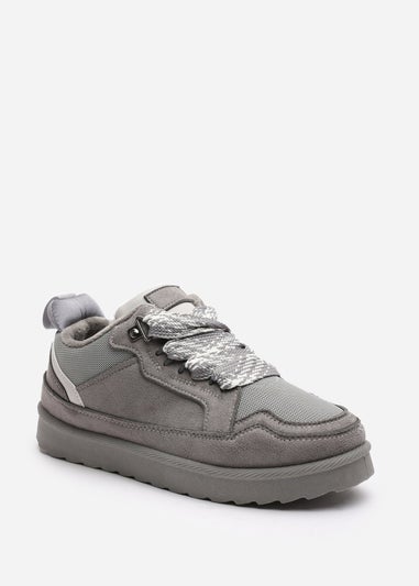Where's That From Elara Grey Suede Lace-Up Trainers