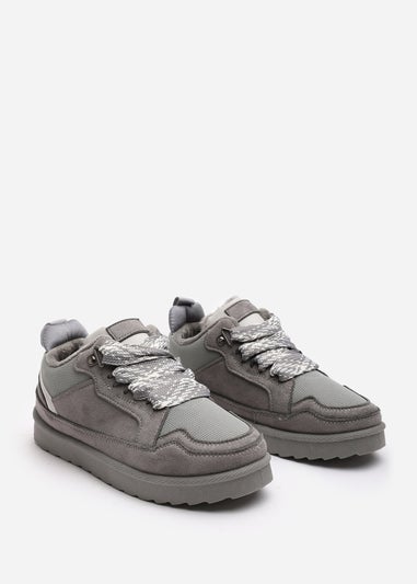 Where's That From Elara Grey Suede Lace-Up Trainers