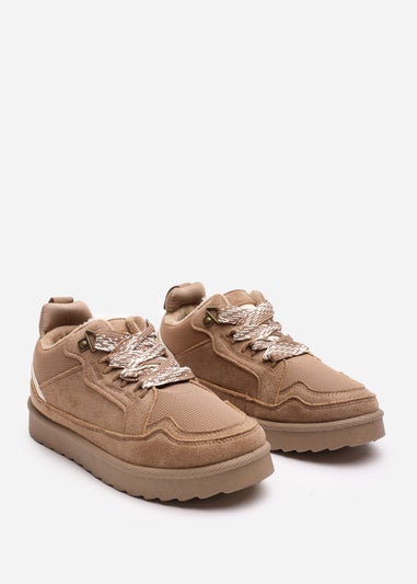 Where's That From Elara Camel Suede Lace-Up Trainers