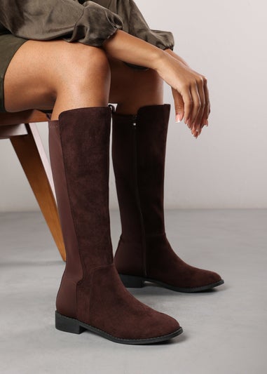 Where's That From Parker Dark Brown Suede Knee High Boots