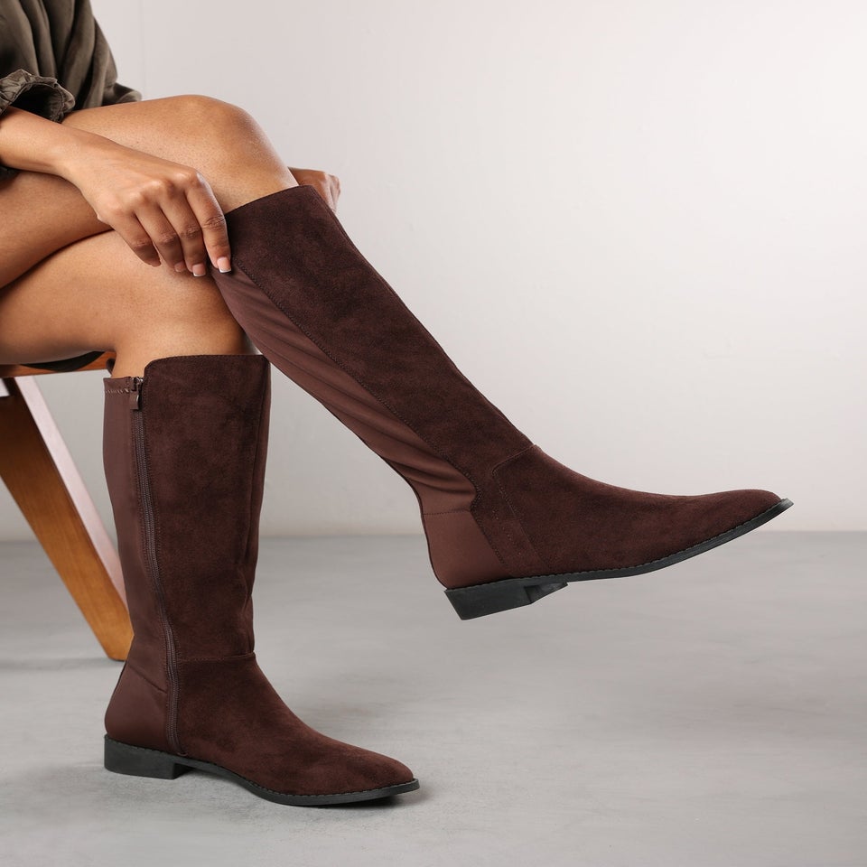 Where's That From Parker Dark Brown Suede Knee High Boots