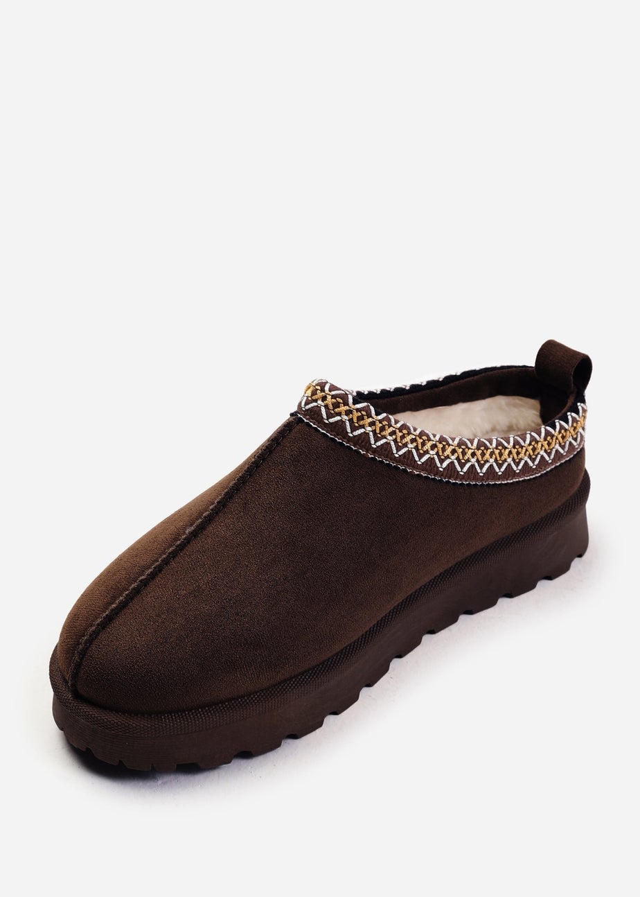 Where's That From Pine Brown Suede Faux Fur Mini Boots