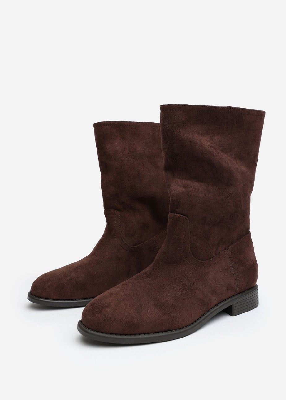 Where's That From Colette Dark Brown Suede Mid Calf Boots