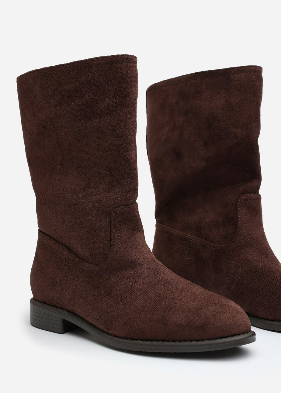 Where's That From Colette Dark Brown Suede Mid Calf Boots
