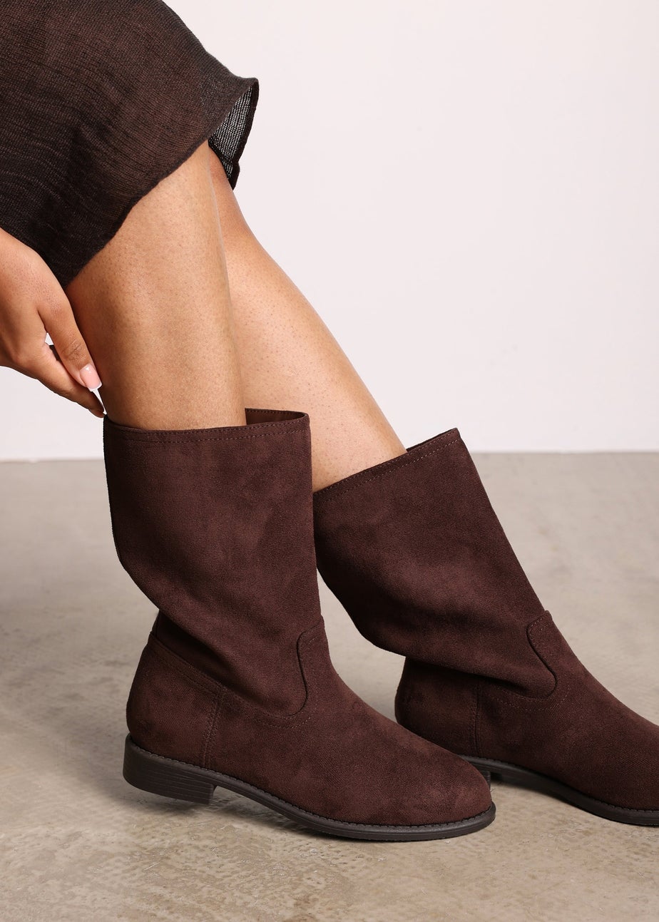 Where's That From Colette Dark Brown Suede Mid Calf Boots