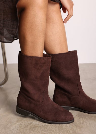 Where's That From Colette Dark Brown Suede Mid Calf Boots