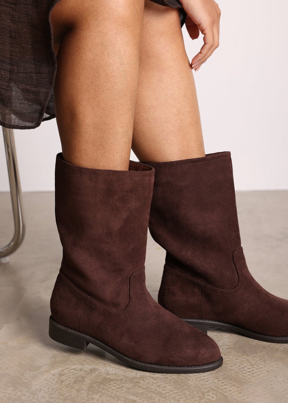 Where's That From Colette Dark Brown Suede Mid Calf Boots