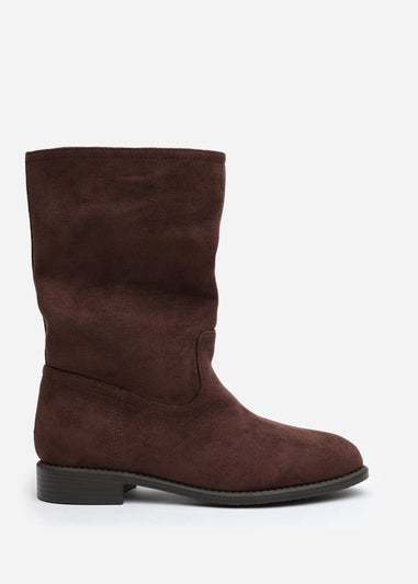 Where's That From Colette Dark Brown Suede Mid Calf Boots