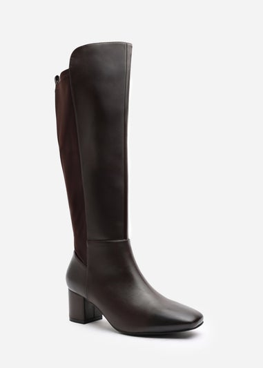 Where's That From Beau Wide-Fit Brown PU Knee High Boots