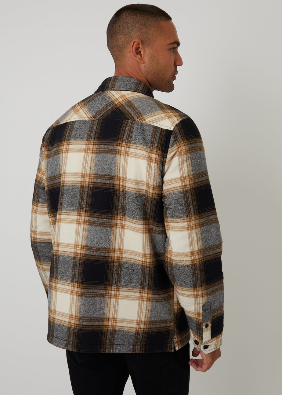 Threadbare Camel Check Brushed Borg Lined Shacket