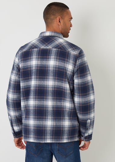 Threadbare Navy Check Brushed Borg Lined Shacket