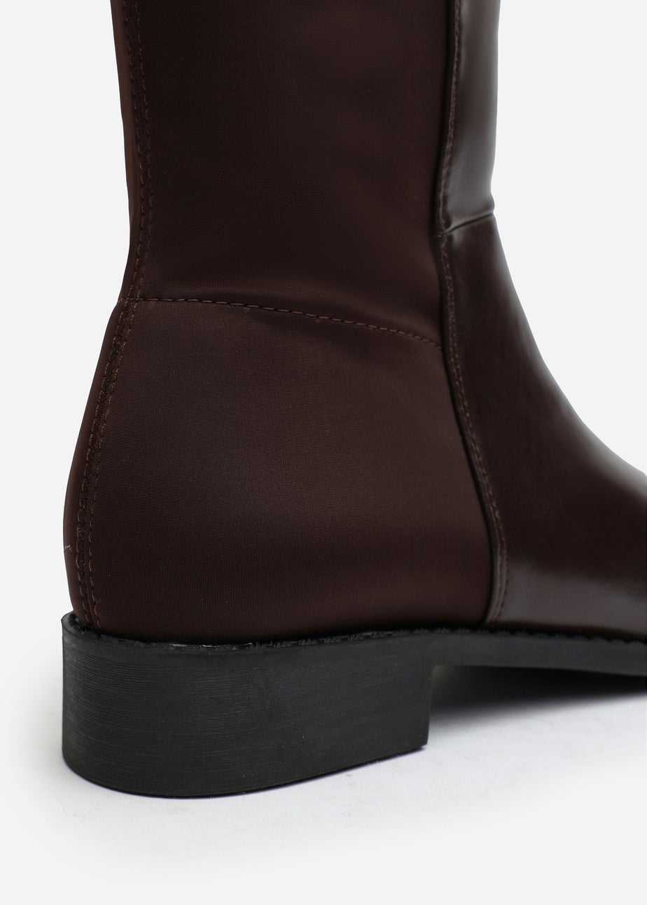 Where's That From Diem Dark Brown PU Over Knee Boots