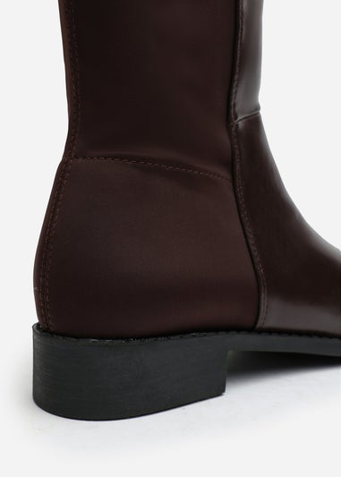 Where's That From Diem Dark Brown PU Over Knee Boots