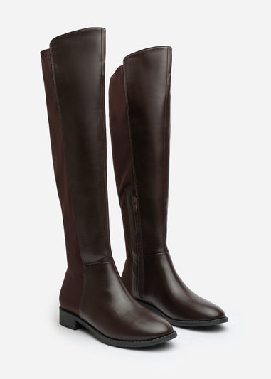 Where's That From Diem Dark Brown PU Over Knee Boots