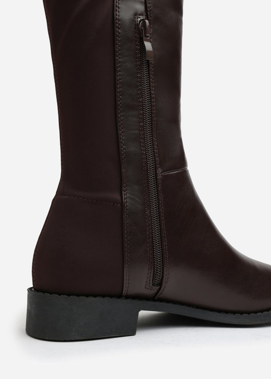 Where's That From Diem Dark Brown PU Over Knee Boots