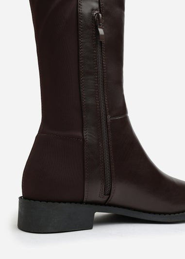 Where's That From Diem Dark Brown PU Over Knee Boots