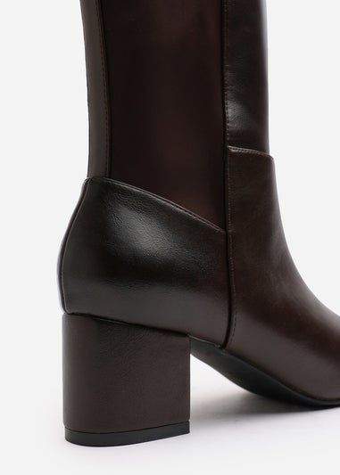 Where's That From Beau Dark Brown PU Knee High Boots